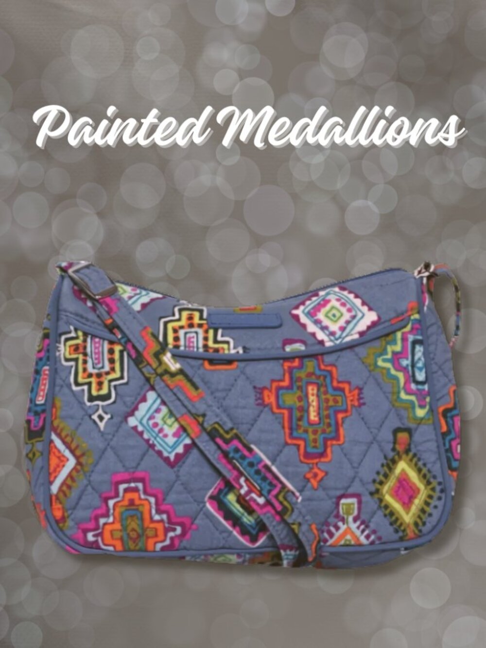 Vera Bradley Painted Medallions Shoulder Bag Retired Quilted Cotton Floral